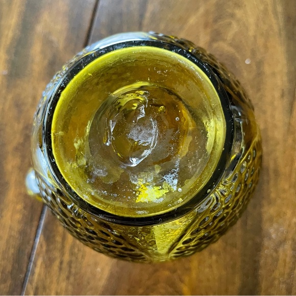 Vintage Avalos Mexican Handblown Floral & Fruit Small Amber/Green Glass Pitcher - Picture 11 of 16